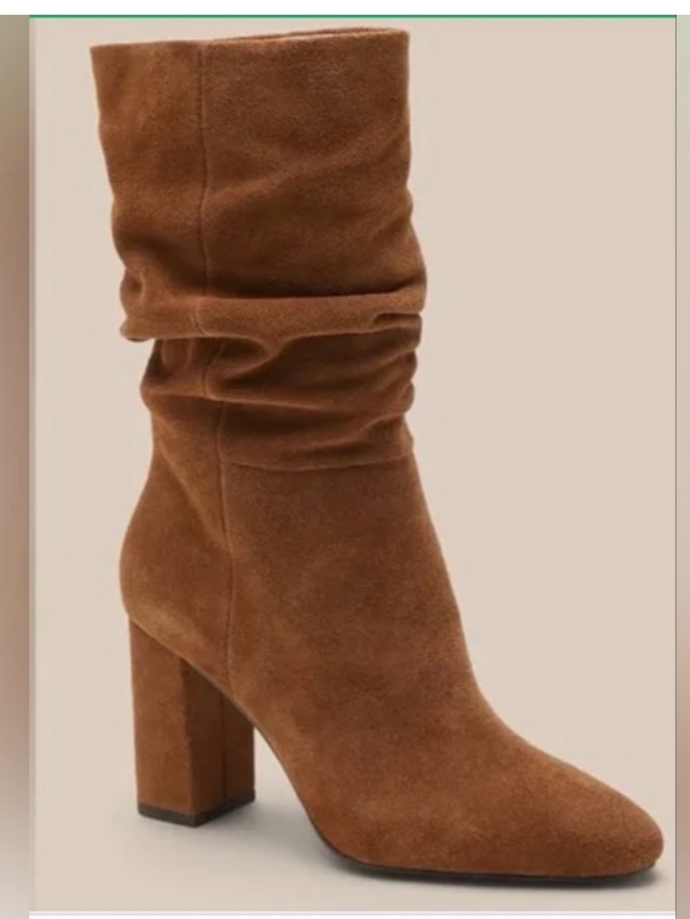 Slouchy Block Heel Boots in Brown Chestnut Banana Republic tan boots leather 7